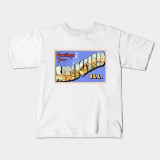 Greetings from Springfield Illinois - Vintage Large Letter Postcard Kids T-Shirt